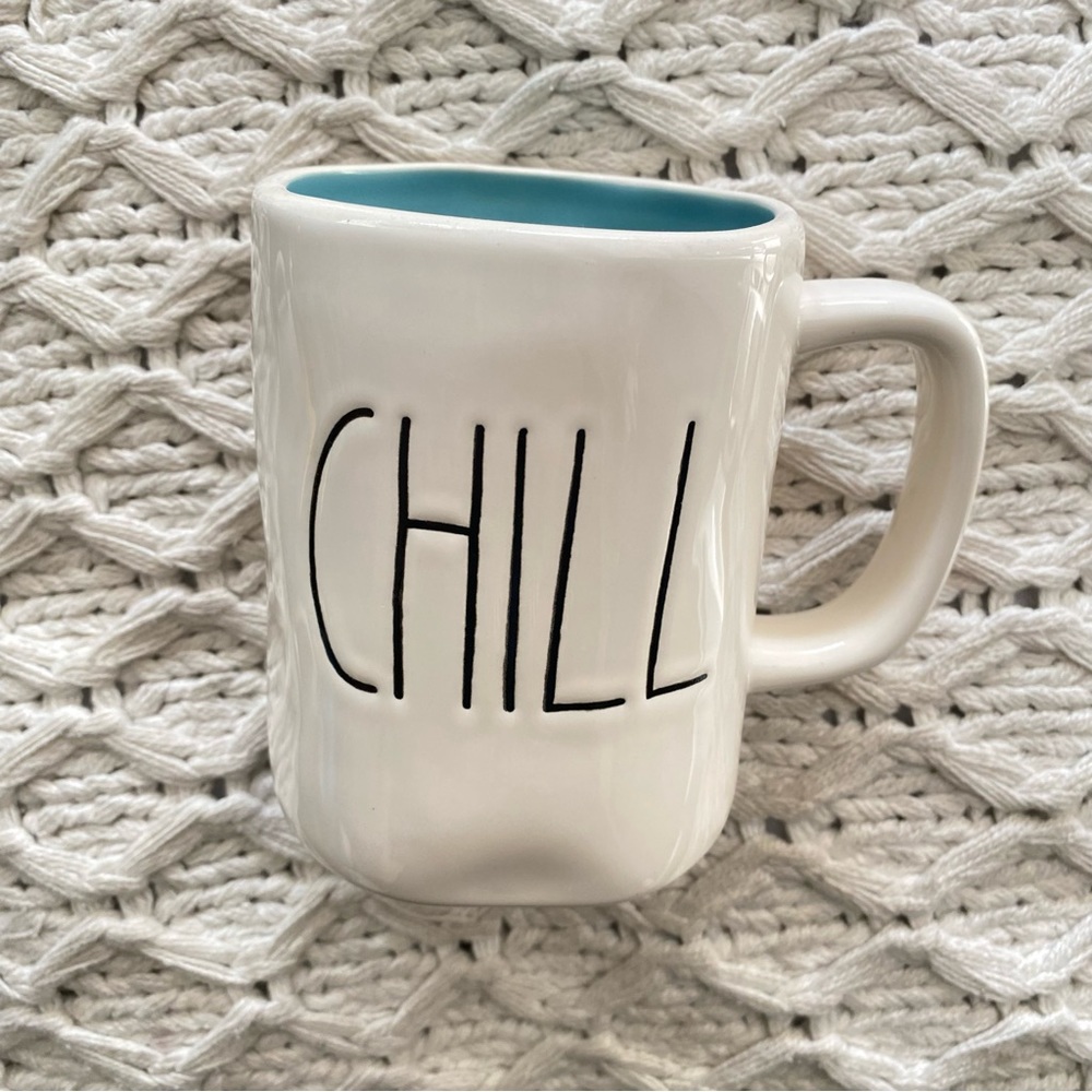Rae Dunn CHILL mug (teal inside)